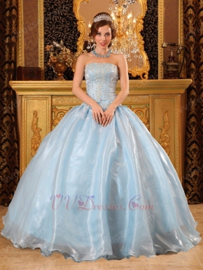 Baby Blue Organza Warm Winter Quinceanera Party Dress