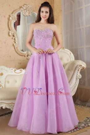 Floor Length Elegant Lilac Sweetheart A-line Prom Dress With Beading