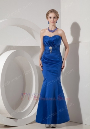 Sexy Mermaid Ankle-length Royal Blue Prom Party Dress Petite