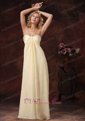 Graceful Light Yellow Cross Straps Chiffon Maxi Dress For Holiday