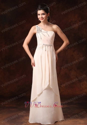 Stylish One Shoulder Empire Champagne Chiffon Prom Skirt For Lady