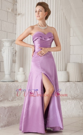 Sweetheart Lilac Bridesmaid Dress With Side Split