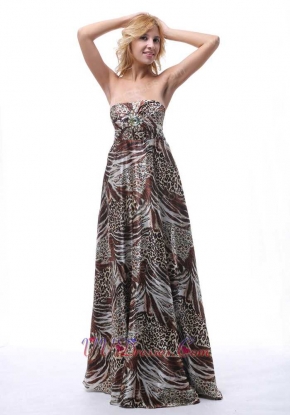 Alluring Multi-color Leopard Prom Dress For Graduation At Sales Promotion