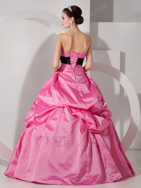 Sweetheart Quinceanea Dress Hot Pink Dress With Black Sash