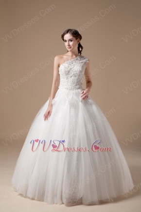 Discount One Shoulder Puffy Bridal Wedding Dress 2014