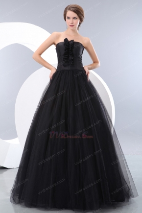 Modest Floor Length Skirt Black Quinceanera Dress