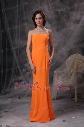 Mermaid Strapless Floor-length Slim Prom Dress Orange Inexpensive