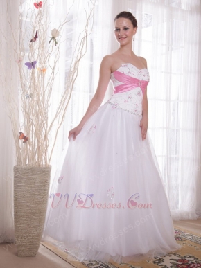 Sweetheart Beaded Bodice White Tulle Winter Prom Dress