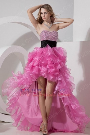 Hot Pink Short Front Long Back Skirt Cocktail Party Dress