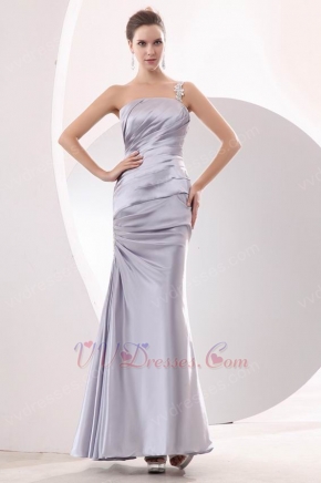 Affordable Left Strap Mermaid Silver Evening Dress