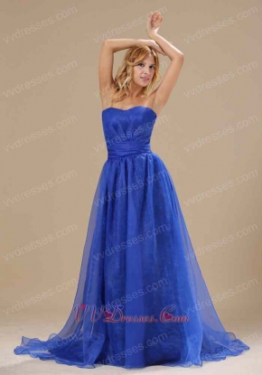 Brand New Strapless Cerulean Blue Celebrity Prom Gowns With Lace Slip