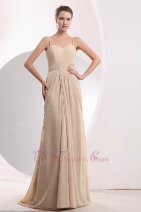 Spaghetti Straps Floor-Length Bisque Chiffon Prom Dress With Split