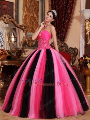 pink and black ball gowns