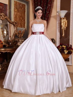 Wine Red Bowknot Design Simple White Quinceanera Dress