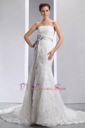 Fit And Flare Silver Belt Trumpet Fishtail Wedding Dress For Bride