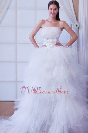 Romantic Beaded Bodice A-line Sweep Ivory Bridal Dress