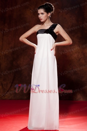 Black and White One Shoulder Chiffon Prom Gowns For Lady Inexpensive