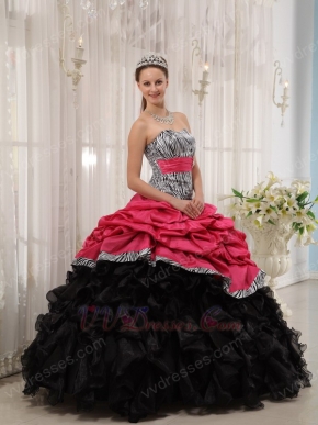 Brand New Sweetheart Fuchsia Quinceanera Dress With Zebra Fabric