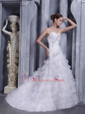 Pretty Sweetheart Appliqued Bodice Cascade Skirt Wedding Dress