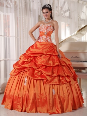 Inexpensive Floor Length Orange Bat Bitzvah Ball Gown