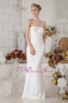 Strapless Column Silhouette White Chiffon Prom Dress Suppliers