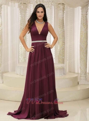 Dark Purple Chiffon Stars Red Carpet Celebrity Dress 