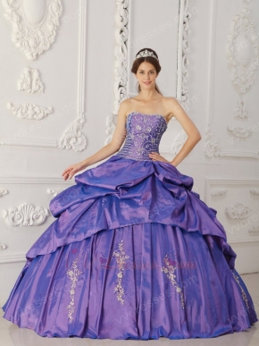 Appliqued Skirt Purple Floor Length Ball Dress Wholesale Price