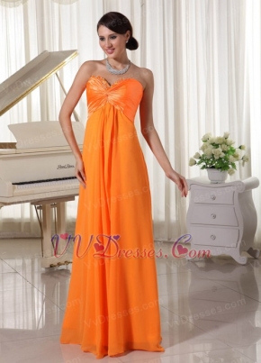 Pretty Orange Chiffon Long Bridesmaid Dress For Juniors lovely