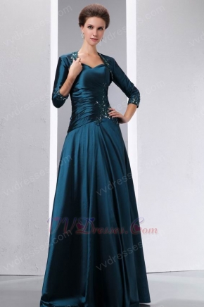 Spaghetti Straps Prussian Blue Bridal Mother Dress With Jacket