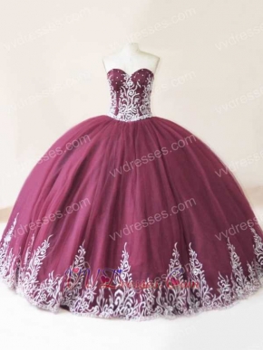 Best Seller Western Vestidos De Quinceanera In Burgundy With Silver Embroidery