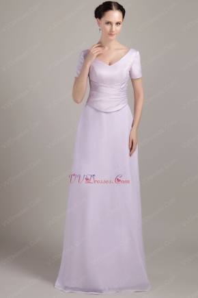 V-neck Short Sleeves Chiffon Mother Of The Bride Dress