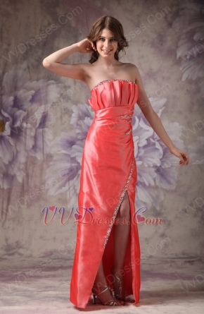 Strapless High Low Design Orange Red Special Occasion Dress