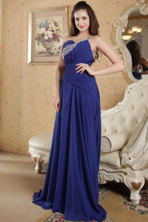 Elegant One Shoulder Royal Blue La Prom Dress With Applique