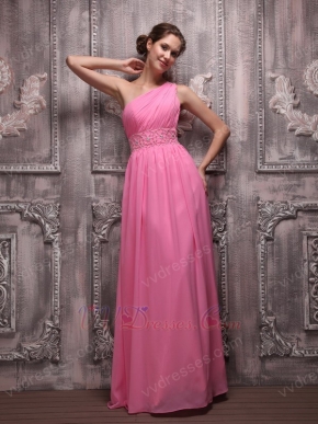 Designer One Shoulder A Skirt Hot Pink Evening Dress Customized