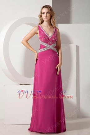 Backless V-neck Embroidery Ruby Evening Gowns