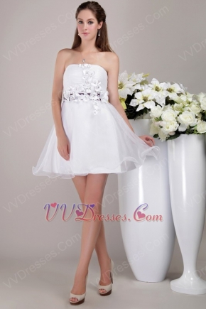 White Princess Strapless Belt Short Prom Dress For Girl