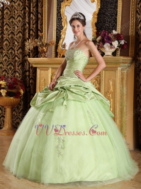 Yellow Green Cheap Quinceanera Gown With Handmade Flowers