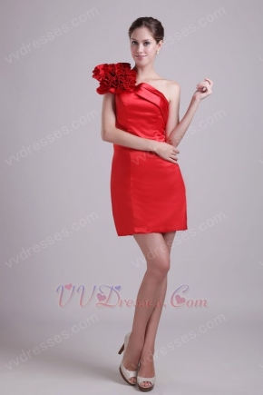 One Shoulder Mini Skirt Scarlet Stain Short Prom Party Dress