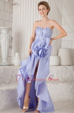 Lavender Asymmetrical Mermaid Prom Dress With Handmade Flower