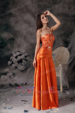 Orange Red Strapless Sequin Bodice Beading Celebrity Gowns Night Club