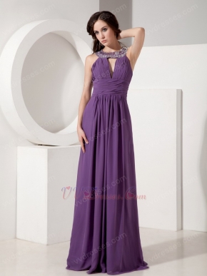 Scoop Neck Dark Orchid Chiffon Allure Prom Dress For 2019