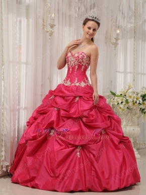 Fuchsia Appliqued Quinceanera Dress Sweetheart Neckline