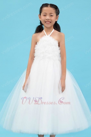 Cute Halter Empire A-line Ivory Net First Communion Dress