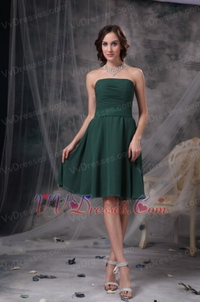 Strapless Knee-length Green Chiffon Bridesmaid Dress 2014 lovely