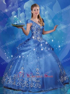 Cinderella Style Western Embroidery Quinceanera Prom Ball Gown Not Expensive