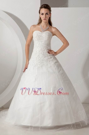 Affordable Sweetheart Appliques Puffy Ivory Wedding Dress For Sale