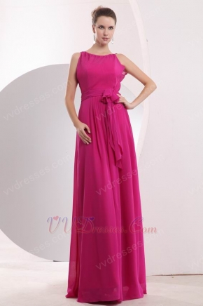 Elegant Scoop Neck Dark Camellia Chiffon Prom Dress Designer