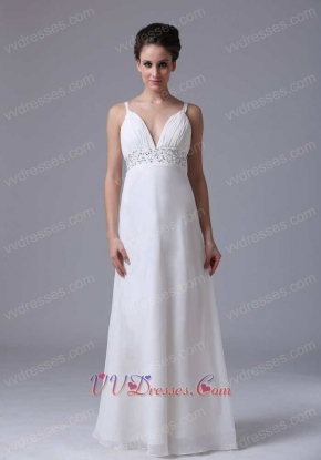 Junoesque Straps White Chiffon Dress Relatives and Friends Wedding Party Wear