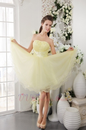 Strapless Mini-length Light Yellow Sweet 16 Dress Cheap