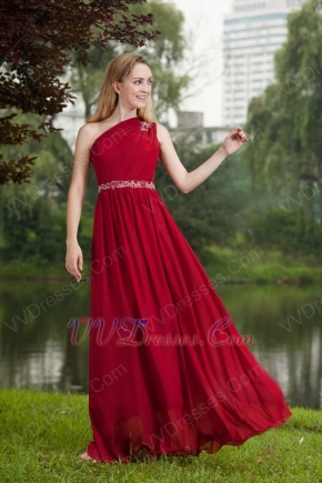New Arrival Wine Red Prom Dress With One Shoulder Skirt